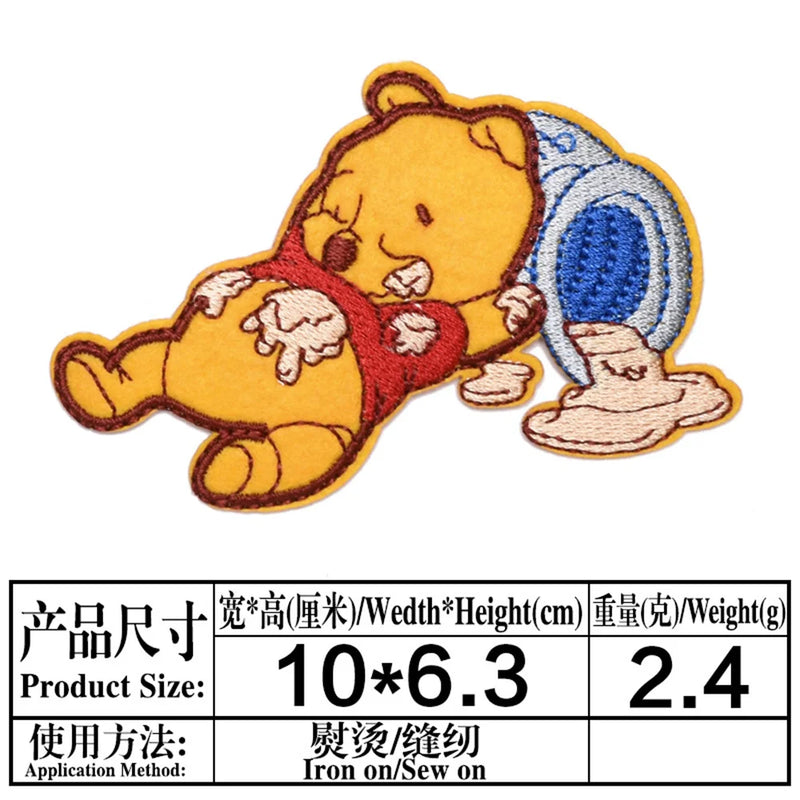 Cartoon Cute Bear Winnie the Pooh Patch For DIY Sew on Child Clothe Ironing Patches Jeans Embroidered Applique Wholesale
