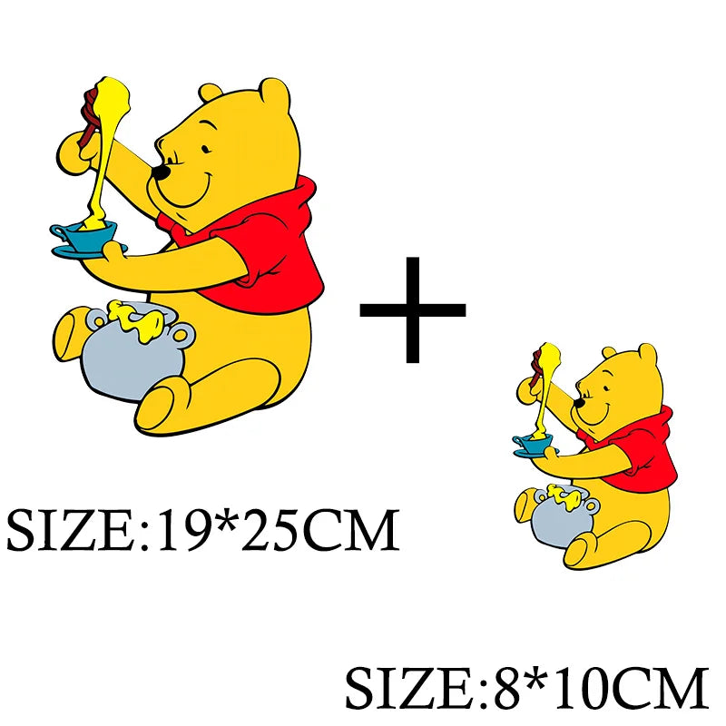 Winnie the Pooh Bear Cartoon Patches for Clothes Heat Transfer Thermal Stickers DIY Kids T shirt Iron on for Women Appliqued