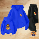 Winnie The Pooh Spring Autumn Cute 2Pcs Casual Hoodie+Pants Tracksuits 3-14 Years Boys Girls Outfits Children Clothes