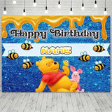 Custom Cartoon Winnie the Pooh Photography Background Personalized Name Children Birthday Decoration Party Supplies Banner