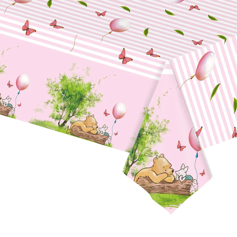 Winnie the Pooh Party Tablecloth Kids Birthday Supplies Winnie the Pooh  Decorations Tablecover for Boys Girls Baby Shower
