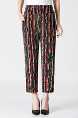 XL-8XL Plus Size Women Harem Pants Casual Elastic High Waist Pants Print Middle Aged Women Loose Straight Pants Mom Trousers