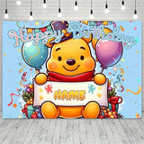 Custom Cartoon Winnie the Pooh Photography Background Personalized Name Children Birthday Decoration Party Supplies Banner