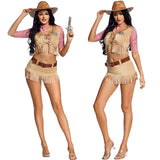 Sexy Women Cowgirl Costume Adult Party dress Crop Top Tassel Skrit Halloween American Western Cosplay Outfit
