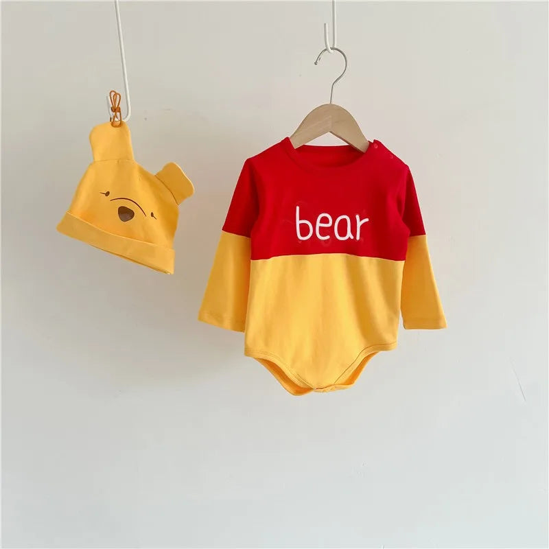 Winnie The Pooh Bear Baby Bodysuit Newborn Long Sleeve Romper Toddler Boys Girls Jumpsuit Clothes K3529