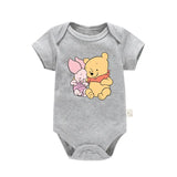 Cute Winnie the Pooh Bear Cartoon Toddler Jumpsuit Baby Girl Boy Black Cotton Clothes Kawaii Summer Newborn Baby Romper