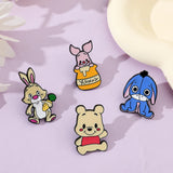 5 Pcs Cute cartoon soft Winnie the Pooh Brooch Winnie the Pooh and Tigger Metal Badges Bunny pin accessories