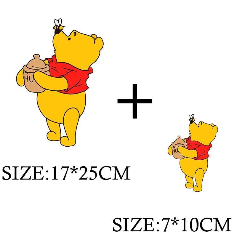 Winnie the Pooh Bear Cartoon Patches for Clothes Heat Transfer Thermal Stickers DIY Kids T shirt Iron on for Women Appliqued