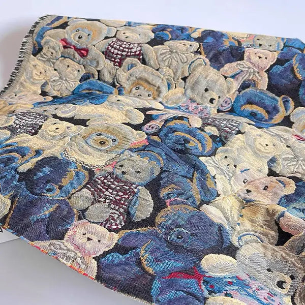 Blue Winnie The Pooh Jacquard Fabric Ins Wind Thickened Cartoon Stiff Silhouette Spring Autumn Coat Three Dimensional Book Cloth
