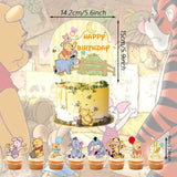 25pcs Winnie the Pooh Cake Topper、Cupcake Toppers, Winnie the Pooh Birthday Decorations，Winnie the Pooh Theme Party Supplies, Po