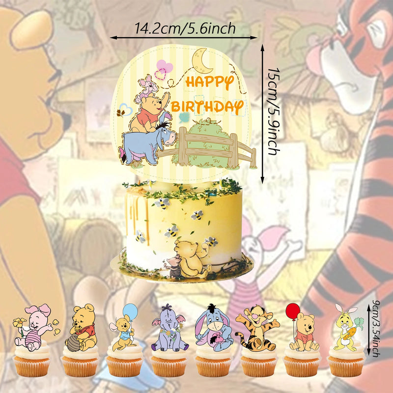 25pcs Winnie the Pooh Cake Topper、Cupcake Toppers, Winnie the Pooh Birthday Decorations，Winnie the Pooh Theme Party Supplies, Po