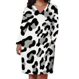 Plus Size Cow Print Dress for Women XL-6XL, V-Neck Animal Print Dress, Bold Black & White Design for Casual & Everyday Wear