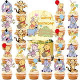 25pcs Winnie the Pooh Cake Topper、Cupcake Toppers, Winnie the Pooh Birthday Decorations，Winnie the Pooh Theme Party Supplies, Po