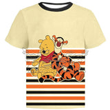 2025 Summer Fashion Cartoon Classic T-shirt MINISO Winnie The Pooh Cute Round Neck Short Sleeve Adult and Children 3D Printed