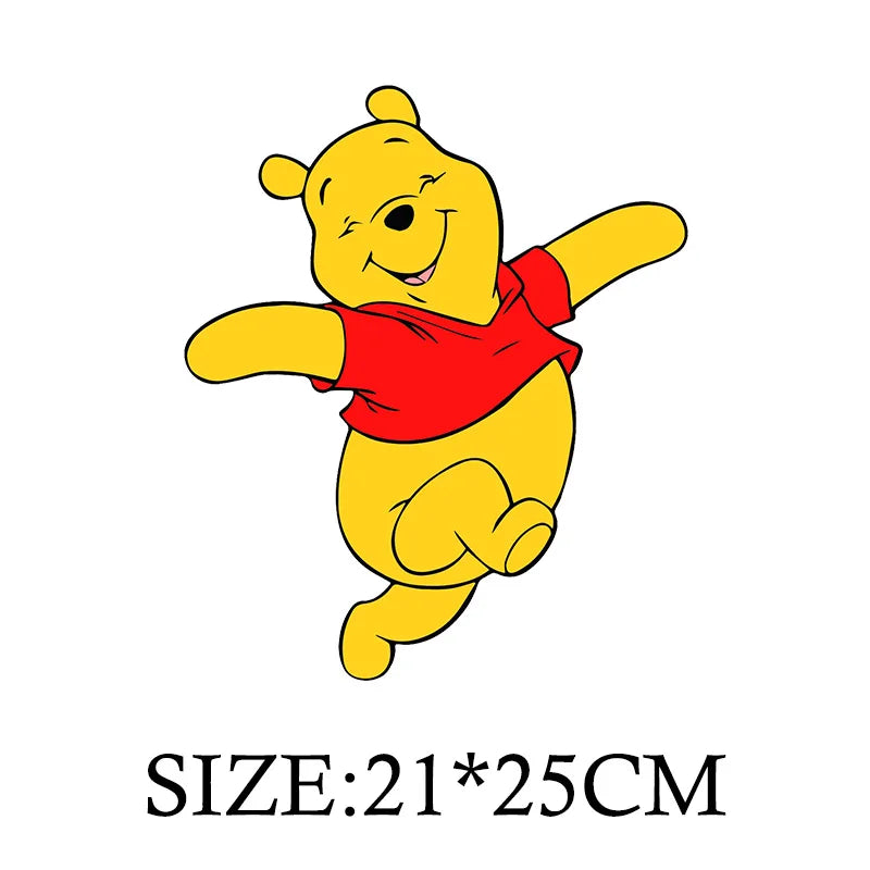 Winnie the Pooh Bear Cartoon Patches for Clothes Heat Transfer Thermal Stickers DIY Kids T shirt Iron on for Women Appliqued
