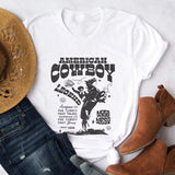 American Cowboy Women 70s Retro Oversized T Shirt Western Cowgirl Vintage Graphic T-Shirts Tees Hippie Boho Fashion Tshirt Tops