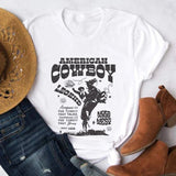 American Cowboy Women 70s Retro Oversized T Shirt Western Cowgirl Vintage Graphic T-Shirts Tees Hippie Boho Fashion Tshirt Tops