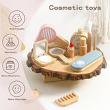 Wooden Baby Toys Simulation Cosmetics Set Pretend Makeup Toys Girls Playing House Game Children Early Education Montessori Toys