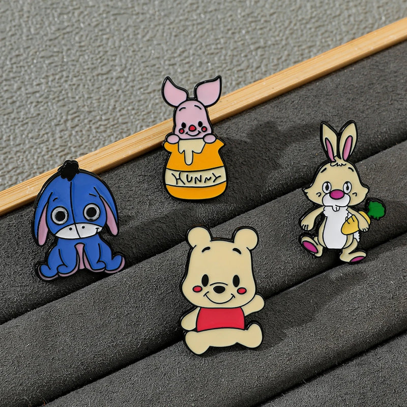 5 Pcs Cute cartoon soft Winnie the Pooh Brooch Winnie the Pooh and Tigger Metal Badges Bunny pin accessories