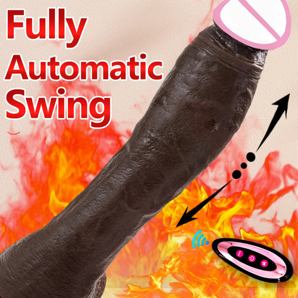 10.6in Long Realistic dildo Black vibrator penis telescopic Swing Heating silicone dildo remote control Dildo Vibrator for women