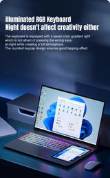 CRELANDER X15 Dual Screen Laptop 15.6" IPS+7" Touch Screen 16G DDR4 2TB SSD Intel N100 Processor Windows11 Notebook Computer