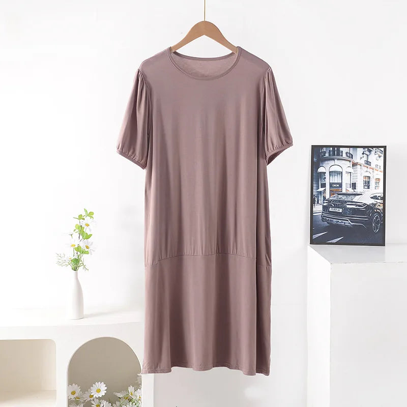 XL-8XL Plus Size Night Dress Woman New Short Sleeve Modal Sleepwear Women's Nightgowns Loose Comfort Night Wear Nightshirt