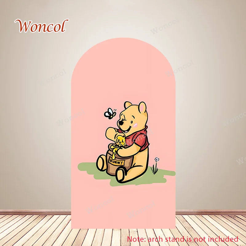 Winnie The Pooh Arch Cover Piglet Eeyore Tigger Pooh Birthday Backdrop Polyester Custom Winnie The Pooh Double-Sided Arch Cover
