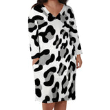 Plus Size Cow Print Dress for Women XL-6XL, V-Neck Animal Print Dress, Bold Black & White Design for Casual & Everyday Wear