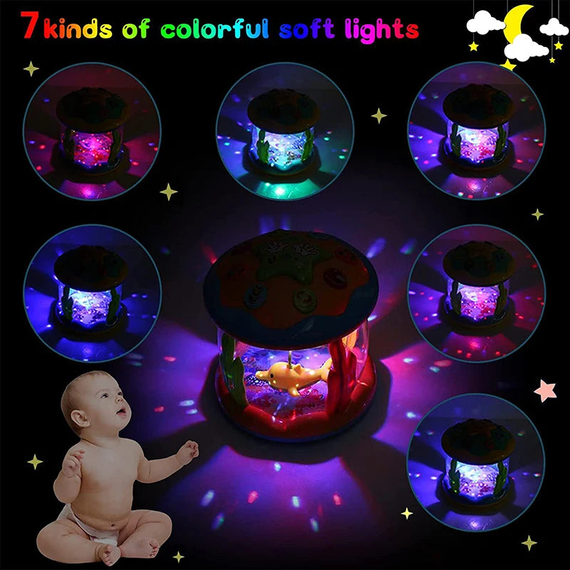 Baby Toys 1-3 Years Babies Ocean Light Rotary Projector Musical Toys Montessori Early Educational Sensory Toys for Toddler Gifts