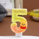 Winnie the Pooh Baby Candle Happy Birthday Number 0-9 Candles Cartoon Cake Cupcake Topper Party Decoration Supplies DIY Gifts