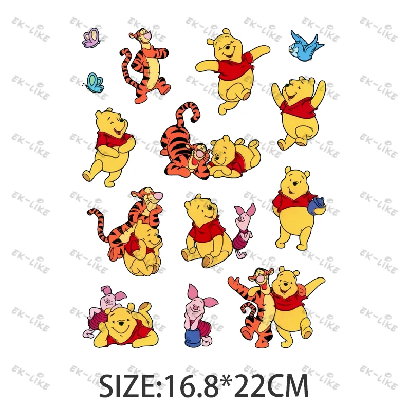 Children's Cartoon Winnie The Pooh Cute Winnie And His Friend Image Ironing Patches Transfer On The Clothes Garment Accessory