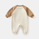 MINISO Winnie the Pooh Baby Color Matching Spring Newborn Climbing Clothes Long Sleeve Soft Cotton Kawaii Bodysuit 0-1 Years