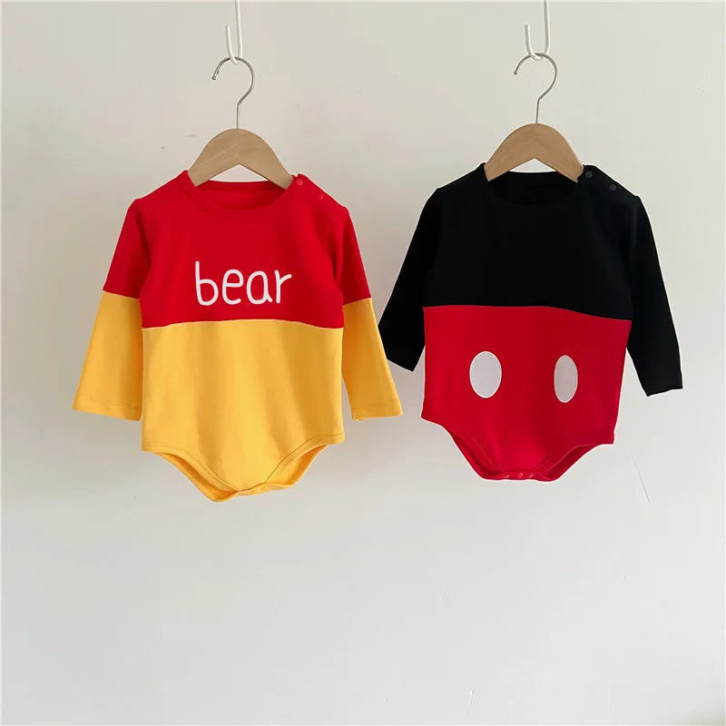 Winnie The Pooh Bear Baby Bodysuit Newborn Long Sleeve Romper Toddler Boys Girls Jumpsuit Clothes K3529