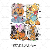 Halloween Winnie the Pooh Heat Transfer Prints for Clothes Ironing Stickers Thermal Decals on Tshirts