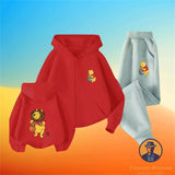 Winnie The Pooh Spring Autumn Cute 2Pcs Casual Hoodie+Pants Tracksuits 3-14 Years Boys Girls Outfits Children Clothes
