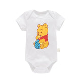 Cute Winnie the Pooh Bear Cartoon Toddler Jumpsuit Baby Girl Boy Black Cotton Clothes Kawaii Summer Newborn Baby Romper