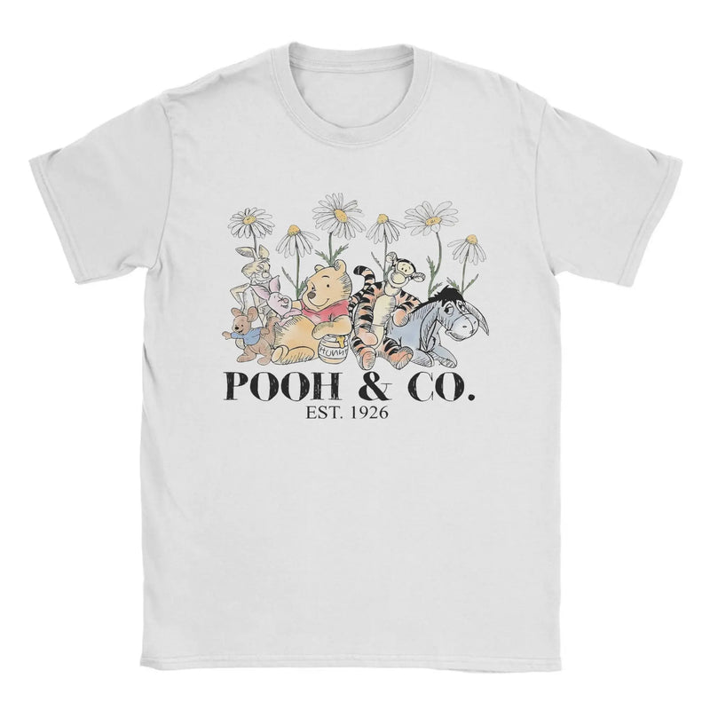 Winnie the Pooh Bear Friends EST 1926 T Shirts Men Cotton Male T-Shirt Round Neck Eeyore Tigger Piglet Tee Shirt merch Big Size