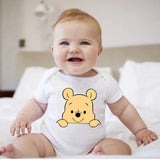 Cartoon Winnie the Pooh Print Baby Clothes Cotton Bodysuit Summer Short Sleeve Newborn Boys Girls Jumpusuit