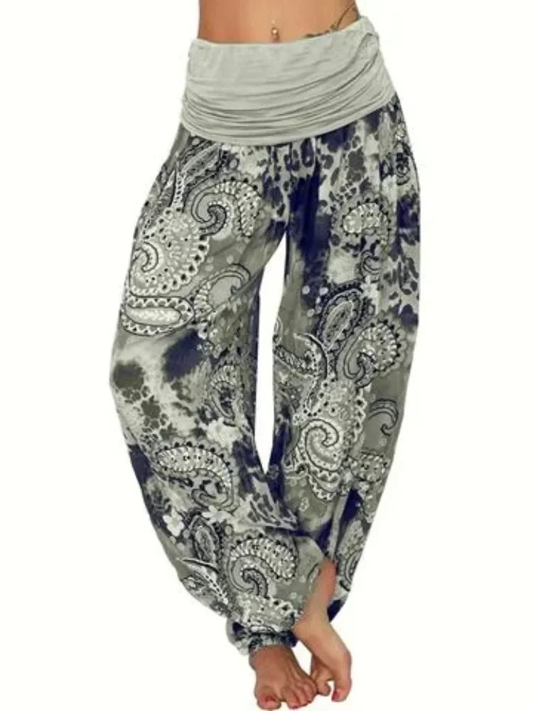 Plus Size 1XL-8XL Woman‘s Fashion  Multi-color Digital Printed Harem Pants Trousers Ladies Long Leg Wide Leg Pants Pants