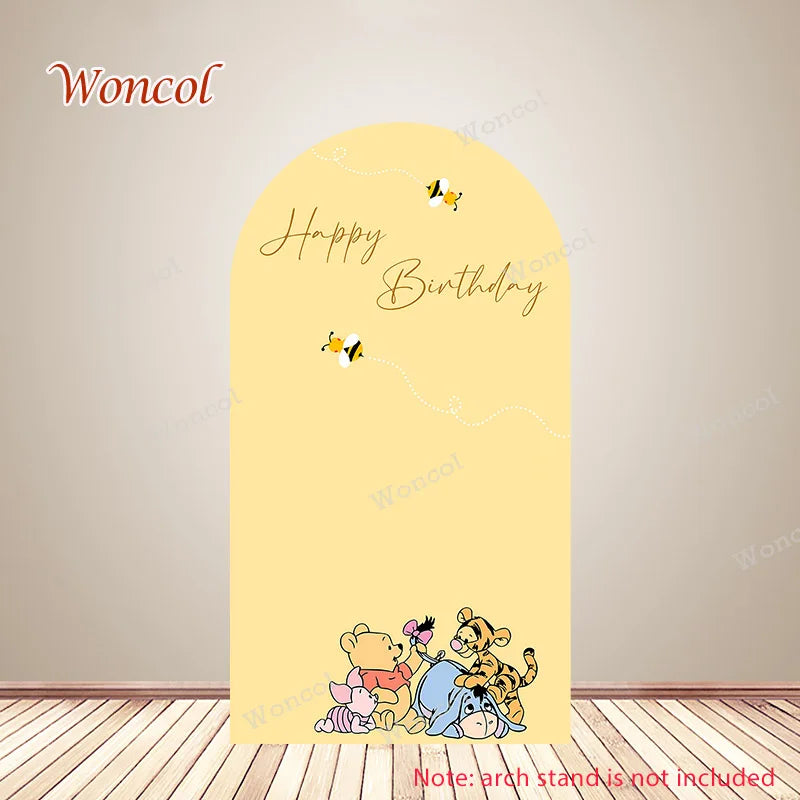 Winnie The Pooh Arch Cover Piglet Eeyore Tigger Pooh Birthday Backdrop Polyester Custom Winnie The Pooh Double-Sided Arch Cover