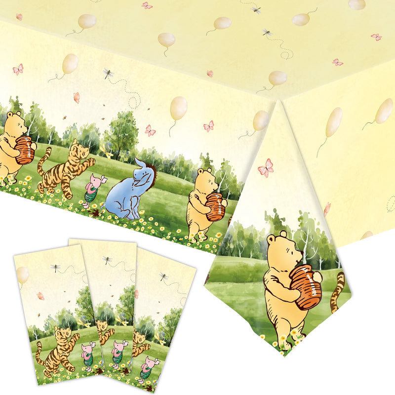 Winnie the Pooh Party Tablecloth Kids Birthday Supplies Winnie the Pooh  Decorations Tablecover for Boys Girls Baby Shower