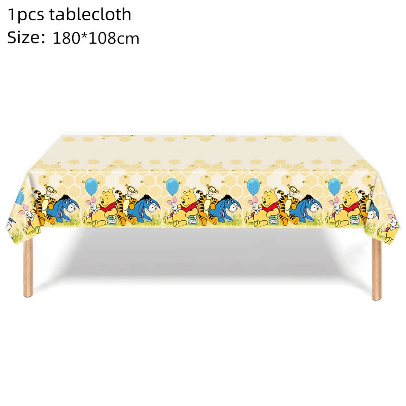 Disney Cartoon Winnie The Pooh Tablecloth Supplies Winnie The Pooh Party Disposable Table Cover Kids Birthday Party Decoration