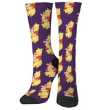 Novelty funny Winnie the Pooh print compression socks men's socks Harajuku retro soft and comfortable happy crazy party gift
