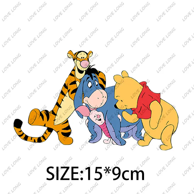 Winnie the Pooh  Clothing Thermoadhesive Patches High quality adhesive backing Iron-on Cartoon Stickers Cheap  DIY Appliques