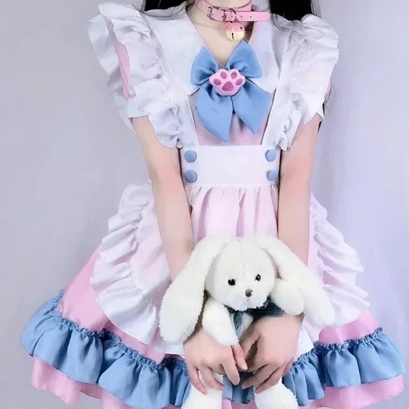 2025 Summer S-4XL Size Super Cute Big Lolita Dress Women's Clothing Pink and Blue Cute Dress Maid Outfit  Cosplay