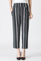 XL-8XL Plus Size Women Harem Pants Casual Elastic High Waist Pants Print Middle Aged Women Loose Straight Pants Mom Trousers