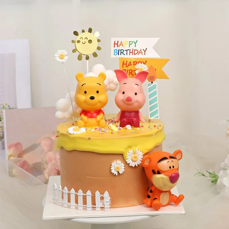 Disney Cartoon Winnie The Pooh Ornaments Cute Animal Dolls Piggy Winnie The Pooh Tigger Cake Baking Decoration Ornaments