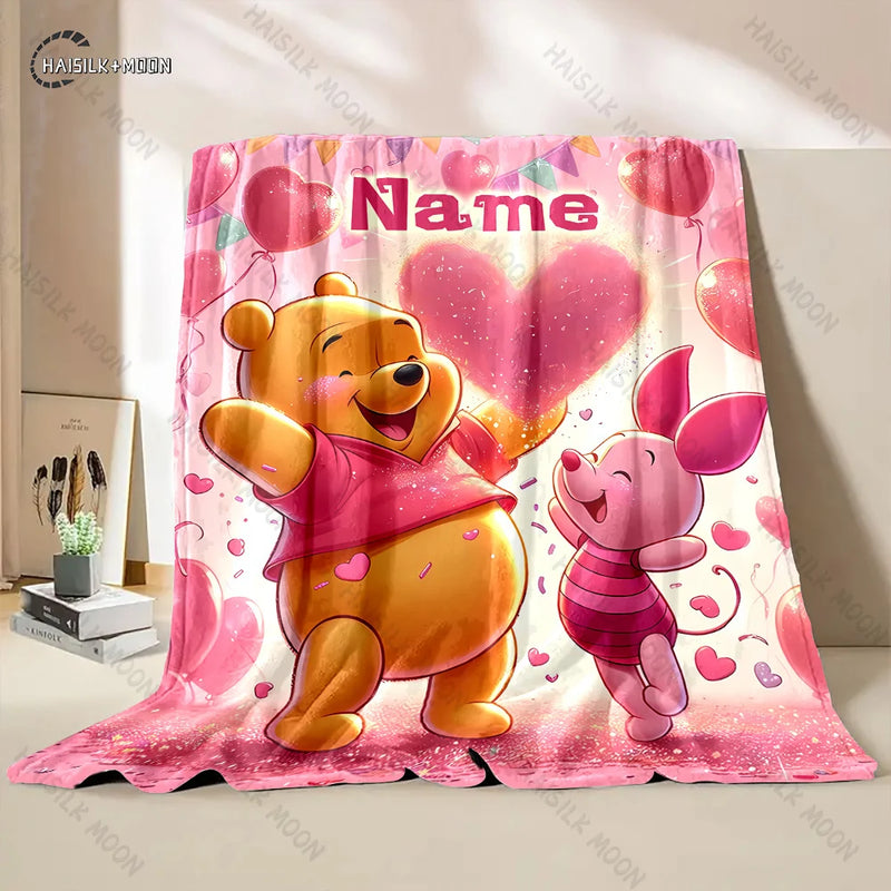 Customized Name Personalized Blanket Winnie The Pooh Printed Blanket Soft and Comfortable Home Travel Adult and Warm Blanket