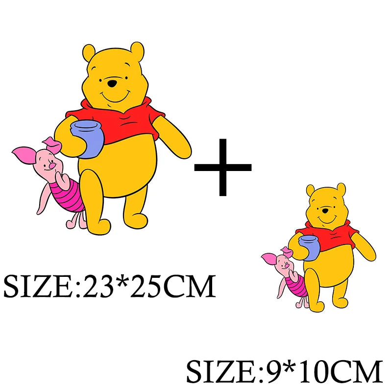 Winnie the Pooh Bear Cartoon Patches for Clothes Heat Transfer Thermal Stickers DIY Kids T shirt Iron on for Women Appliqued