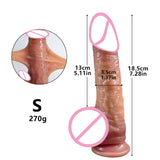 Vibration Sliding Foreskin Dildo USB Charging Suction Cup Strap on Dildo For Women and Man Realistic Silicone Penis GSpot Dildo